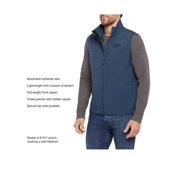 Eddie Bauer Men's Softshell Vest Size Small Blue Full Zip Pockets Zip - Picture 1 of 6